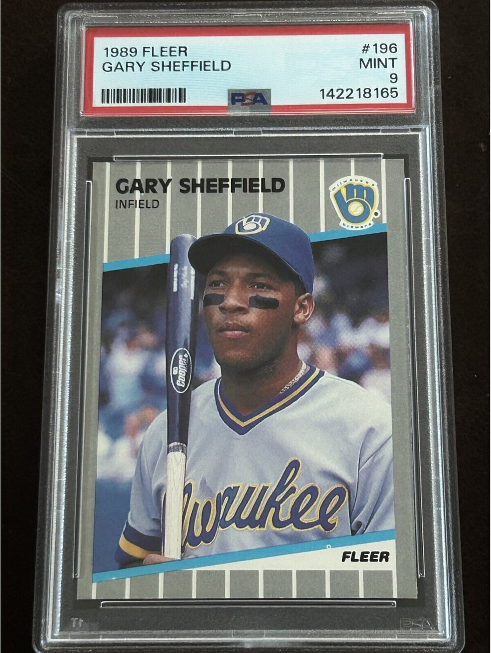 GARY SHEFFIELD VINTAGE ROOKIE 1989 FLEER #196 PSA GRADED MINT 9 RC